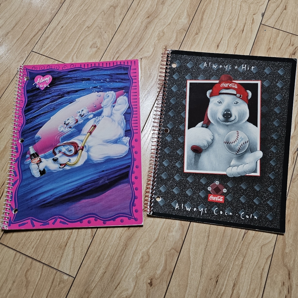 2 Coca Cola Polar Bear Notebooks 90's Vintage School Pre-Owned FLAWS READ PLS